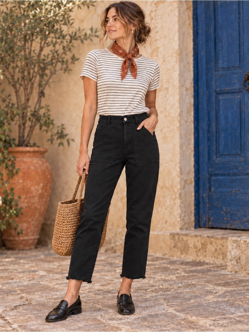 Anthropologie Pilcro Utility Slim Straight-Leg Pants Black Raw Hem Size 25